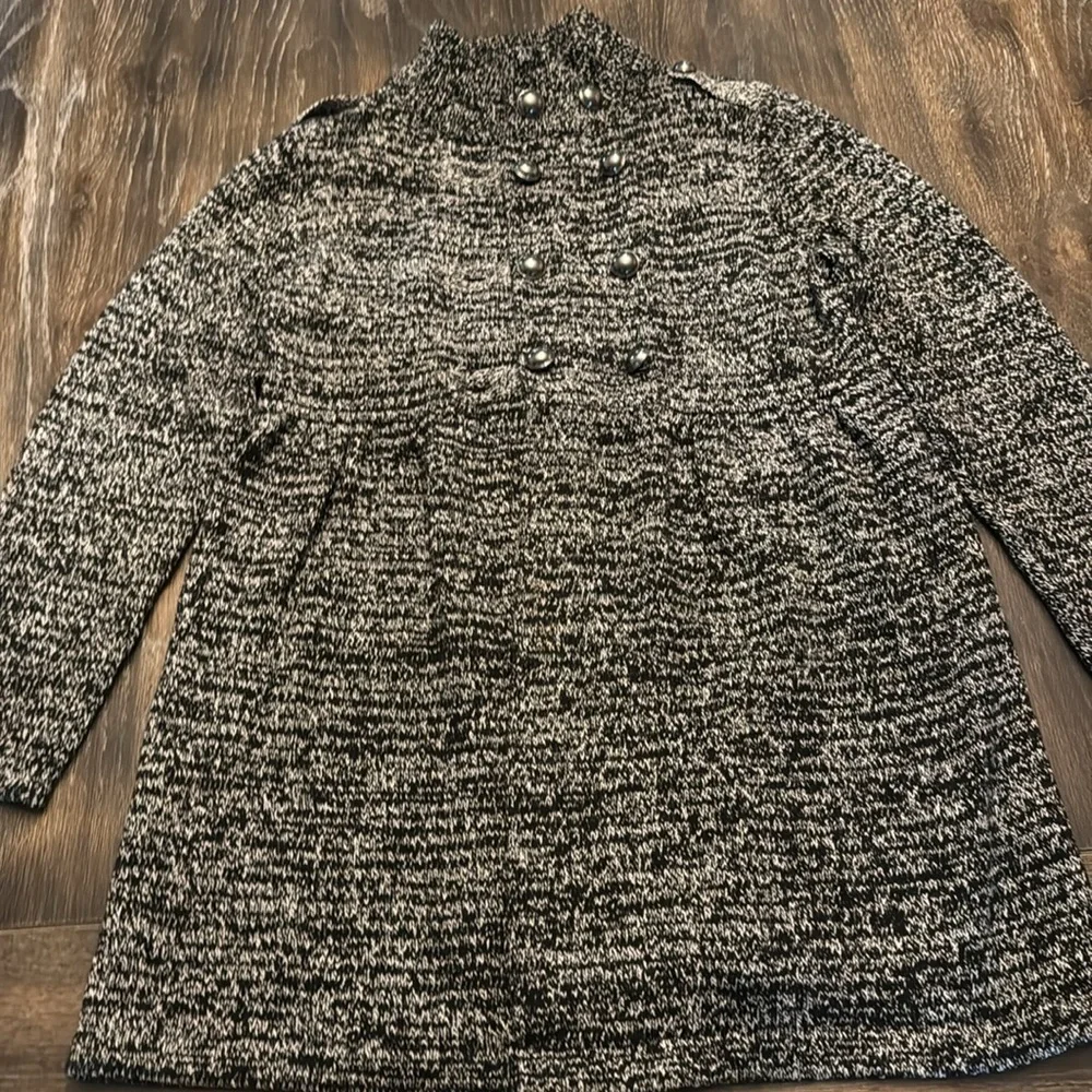 Style & Co Double Breasted Black & White Cardigan Sweater Size Large
